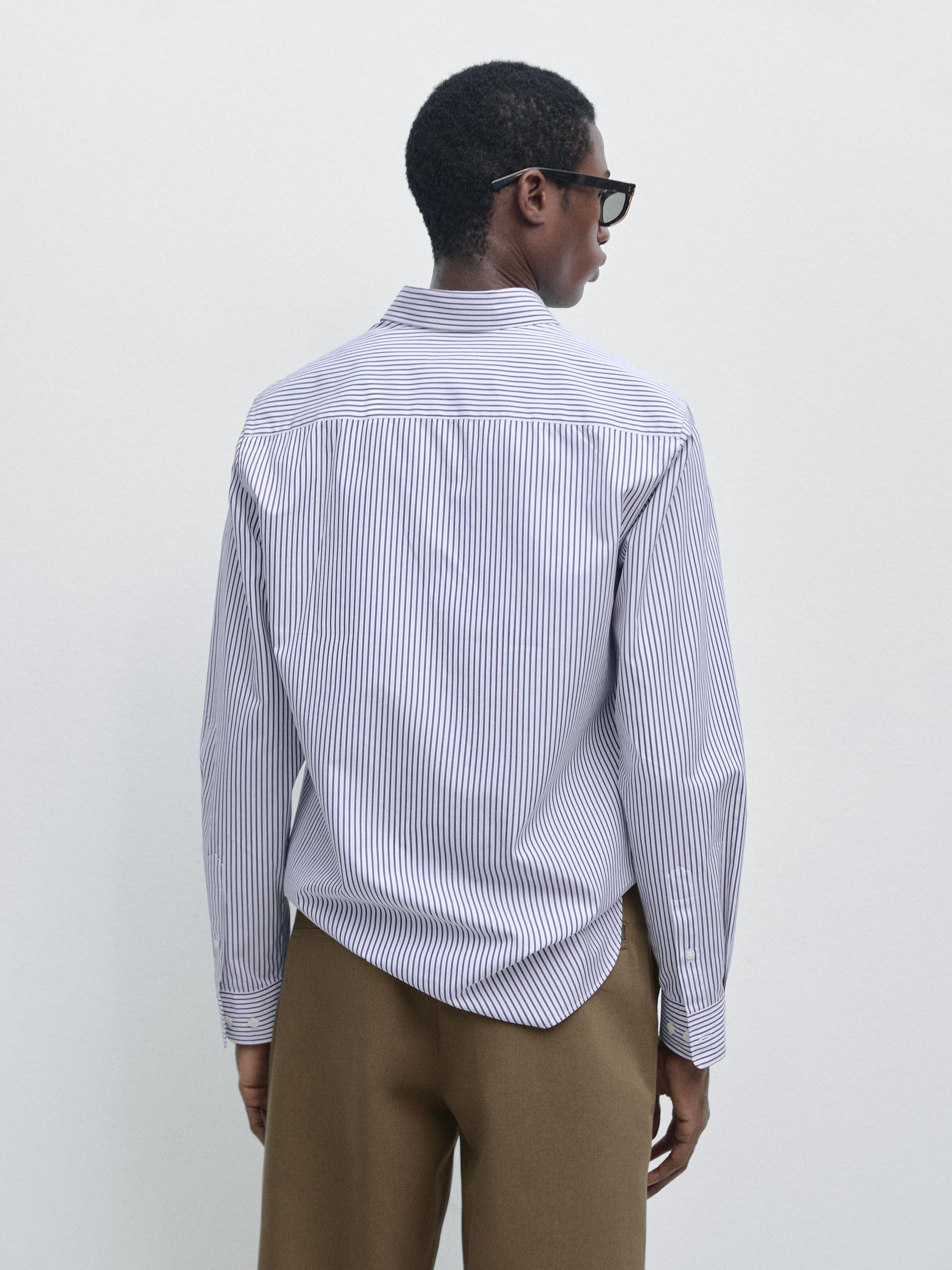 Regular fit striped 100% cotton shirt